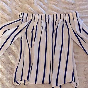 Off the shoulder black and white express top